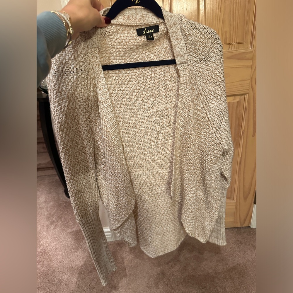 Tan and white cardigan